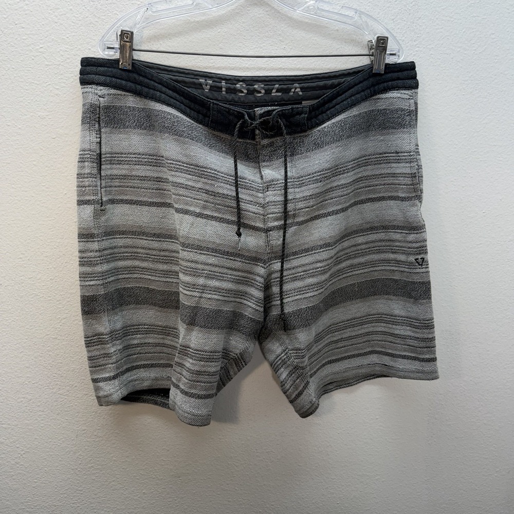 Vissla Mens Drawstring Lounge Shorts Size XL Gray Knit Cotton Pull On Surf